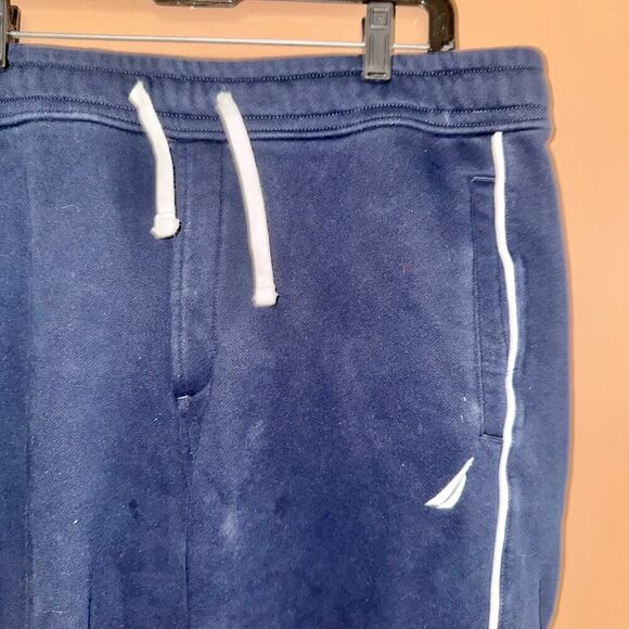Nautica Men's Nautical Side Striped Logo Knit Fleece Sweatpants Navy - Size XL - Picture 8 of 10